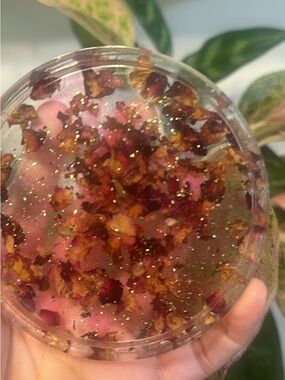 Rose Petal coaster - Pink with Gold Flakes